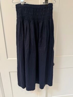 Boden Shirred Waist Linen Midi Skirt - US 8